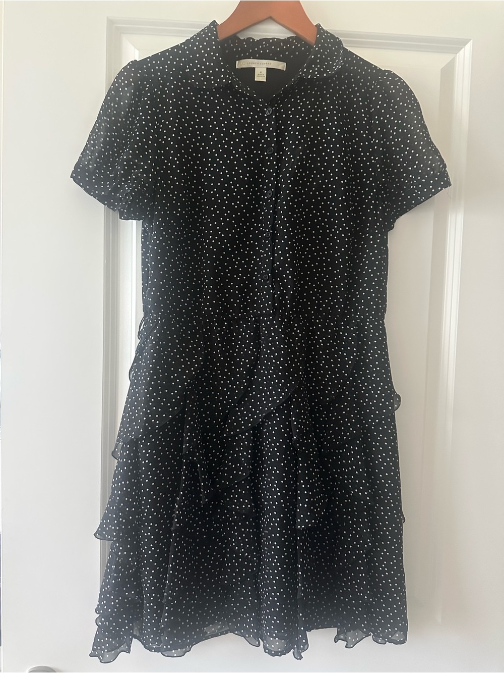 LC Lauren Conrad Black with White Polka Dot Ruffle Dress